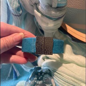 BLUE & Silver Fur Rustic Cuff!